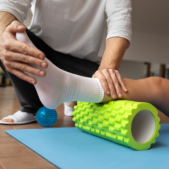 Patient Doing Physical Rehabilitation Helped By Therapists 1